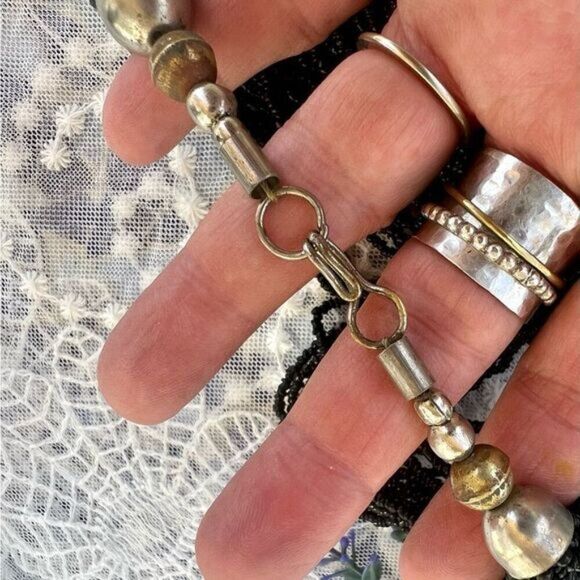 Vintage Multi-strand Tibetan/Nepalese Black Onyx Stone Bead Necklace - Picture 10 of 12